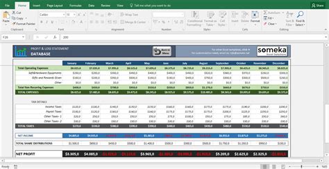 Profit And Loss Statement Template Free Excel Spreadsheet