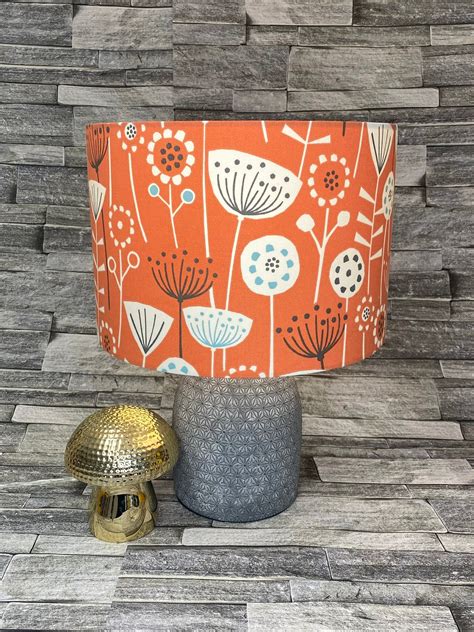 Burnt Orange Velvet Lampshade With Brushed Copper Interior Lining By