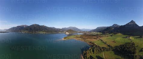 Austria Salzburger Land Strobl Am Wolfgangsee Drone View Of Lake