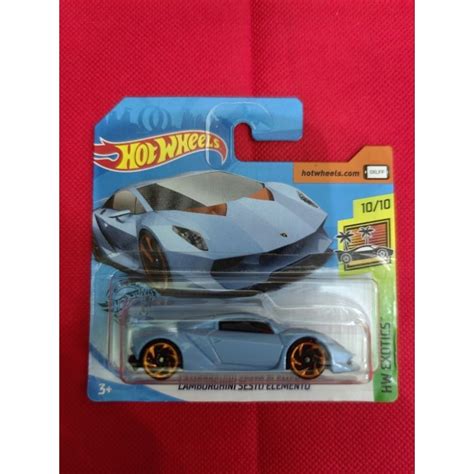 Hot Wheels Lamborghini Sesto Elemento Light Blue Short Carded Shopee Malaysia