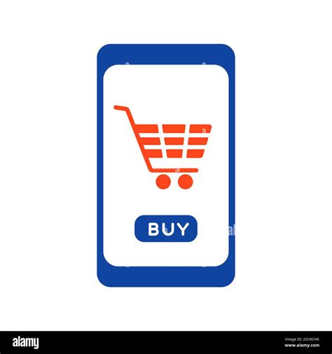 Mobile Phone Shopping Or Online Shopping With Cart Flat Vector Glyph