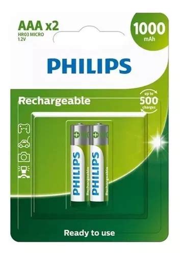 Pilha Aaa Recarreg Vel Philips Palito Mah C Pilhas Mercadolivre