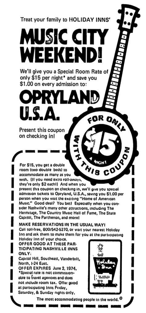 Holiday Inn Nashville - Opryland USA - April 1974