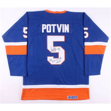 Denis Potvin Signed New York Islanders Captain Jersey Inscribed Hof 91