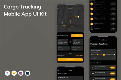 Cargo Tracking Mobile App UI Kit Graphic By Betush Creative Fabrica