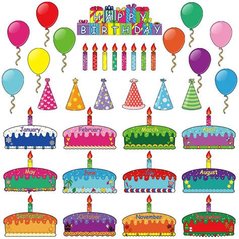 Buy 67 Pcs Happy Birthday Bulletin Board Set Birthday Name Tags Cake