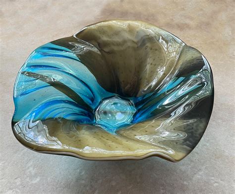 Fluted Glass Bowl Fused Glass Bowl Candy Dish Etsy