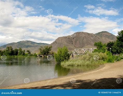 Banks Of The Thompson River And The Overlanders Bridge Kamloops BC