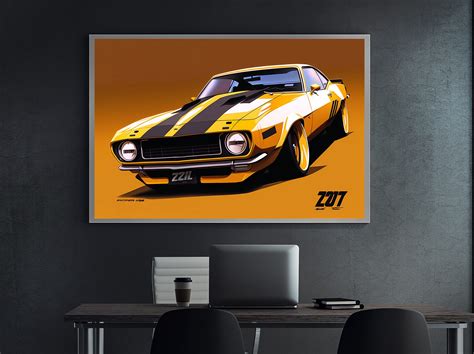 Chevrolet Camaro 1968 Art Wall Art Poster Classic American Muscle Car ...