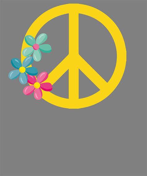 Groovy Hippie Yellow Peace Sign With Flowers Digital Art By Stacy Mccafferty Pixels