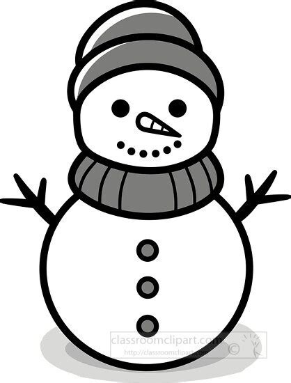 Holiday Outline Clipart-snowman with carrot nose