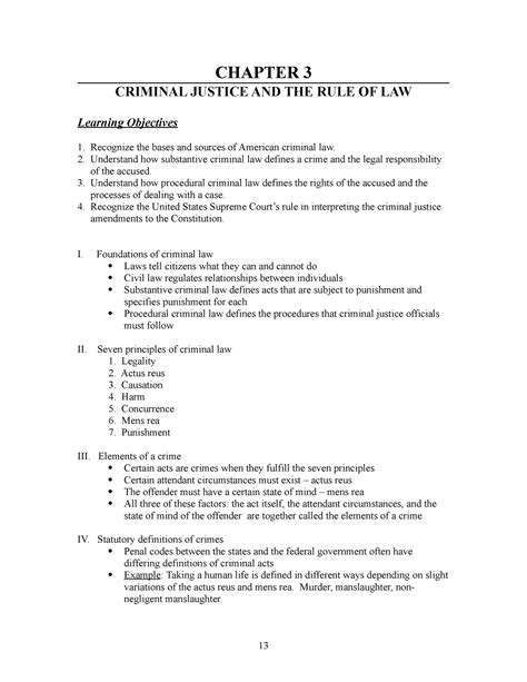 Chapter 3 Outline Na Chapter 3 Criminal Justice And The Rule Of Law Learning Objectives