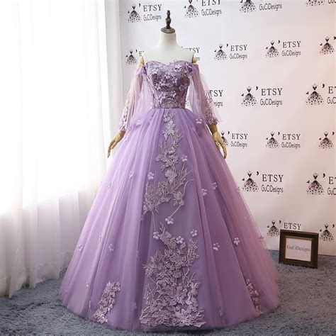 2019 Custom Prom Dress Lavender Purple Ball Gown Long Etsy