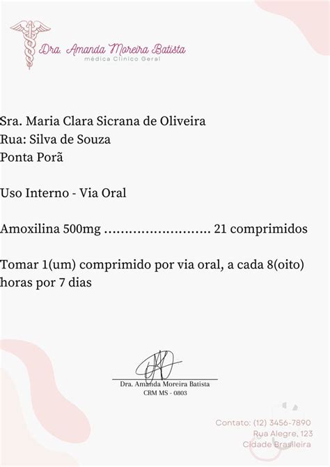 Receita M Dica Modelo Modelos De Receita Medico Prescri O M Dica