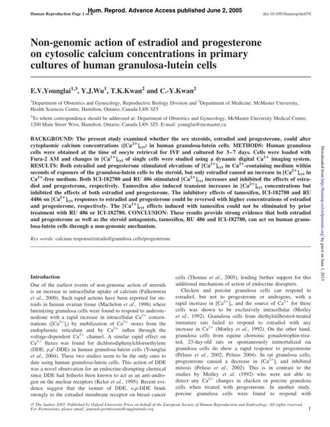 PDF Non Genomic Action Of Estradiol And Progesterone On Cytosolic