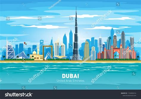 Dubai UAE city skyline color vector silhouette illustrationcity#skyline ...