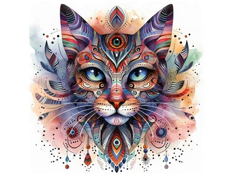 Bundle of Animal tribal face cat By dianaxstoyanova | TheHungryJPEG