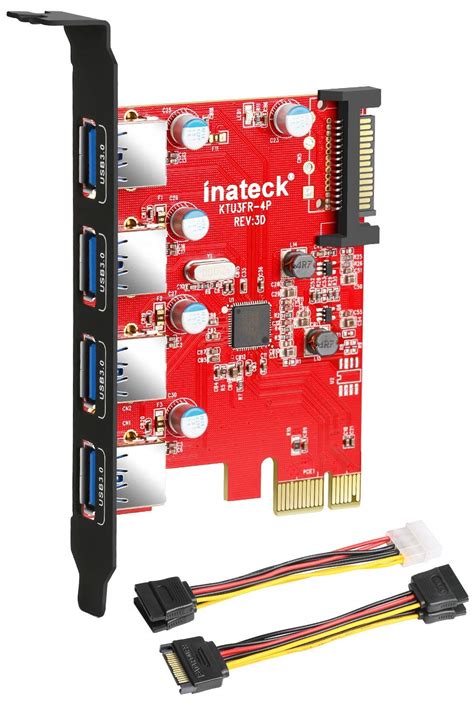 Buy Inateck Pci E To Usb 3 0 4 Ports Pci Express Card And 15 Pin Power Connector Red Online