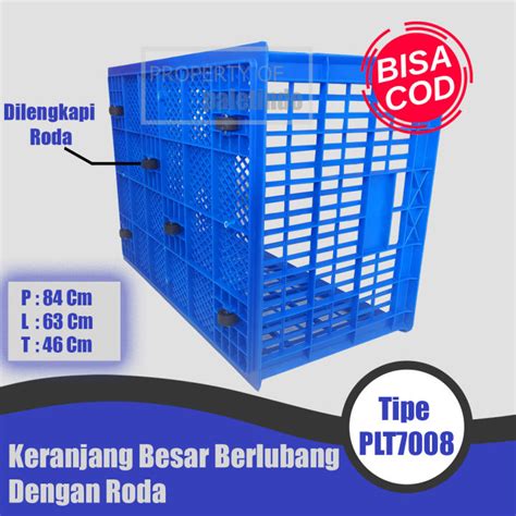 Keranjang Plastik Besar Berlubang Dilengkapi Roda Tipe 7008 Ukuran 84 X