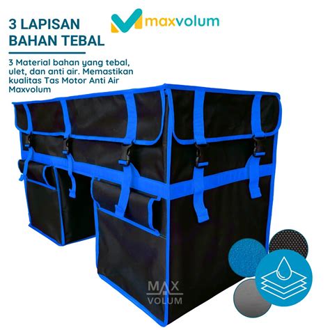 Tas Motor Anti Air Super Hitam List Biru Maxvolum