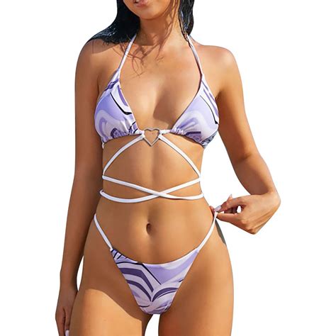 Hcuribad Swim Suits For Women Women Print Bikini Set Swimming Two