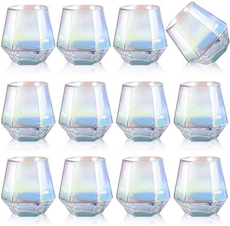 Rainbow Iridescent Stemless Wine And Water Glasses Set Of 4 100 Glass 15oz