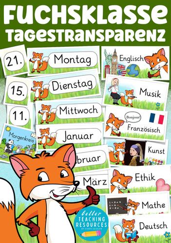 Fuchsklasse Tagestransparenz Klassentier Fuchs Klassenmaskottchen