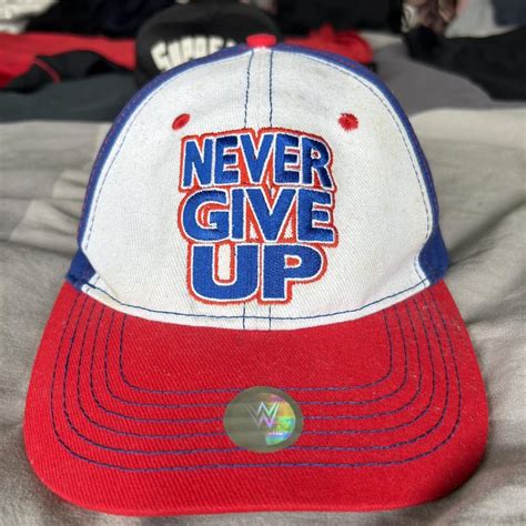 Never Give Up John Cena Hat Blue Red And White Depop