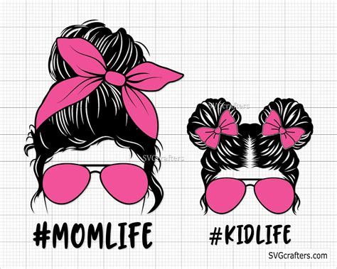 Mom And Daughter Messy Bun Svg Mothers Day Svg Mom Life Svg