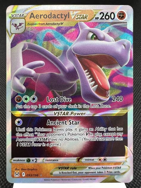 Aerodactyl Vstar Pokemon Card Lost Origin Mint Ultra Rare Holo