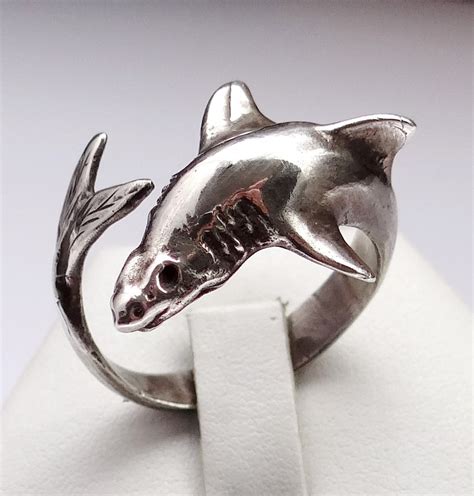 Sterling Silver Ring Shark Ring Nautical Nautical Ring Etsy