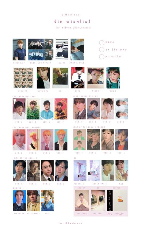 Wishlist Jin Photo Card Template Photo Cards Photocard