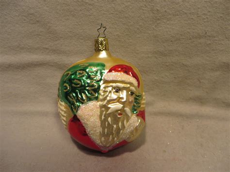 Vintage Inge Glas Made In Germany Blown Glass Christmas Ornament Oval