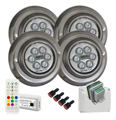 Luces Para Pileta Luz Led Rgb 20w Combo Kit X4 Unidades Piscina De