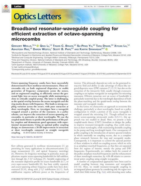 Pdf Broadband Resonator Waveguide Coupling For Efficient The