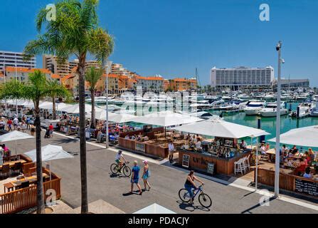 Portugal, the Algarve, Vilamoura marina restaurants at night Stock ...