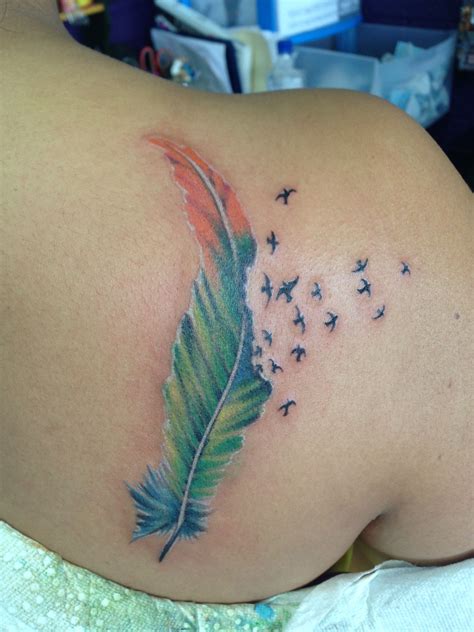 Feather Color Tattoo Tattoo Work Tattoos Colorful Feathers