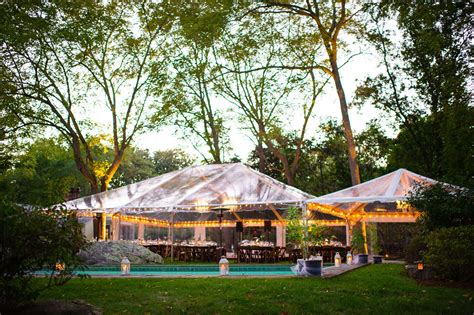 Backyard Reception Clear Tent with String Lights