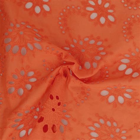 Tissu Broderie Anglaise Flower Orange Tissus Des Ursules