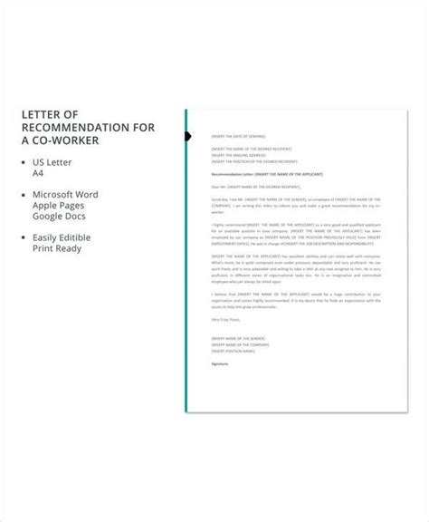 FREE 6 Sample Letter Of Recommendation For Coworker In PDF MS Word