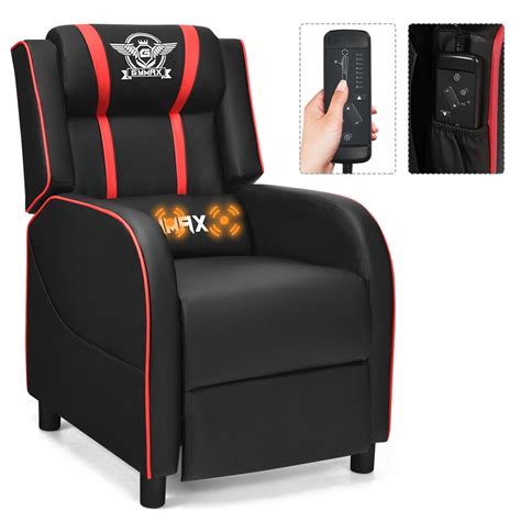 Gymax Massage Gaming Recliner Chair Racing Single Lounge Sofa Home