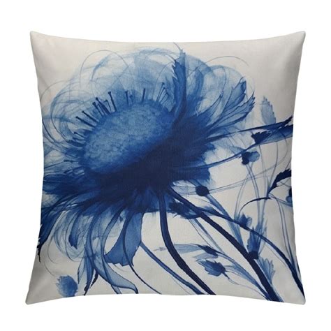 Ulloord Blue Throw Pillow Covers Flower Pillow Covers Floral Decorative