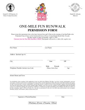 Fillable Online School Registration Form Essex County Parks Fax Email