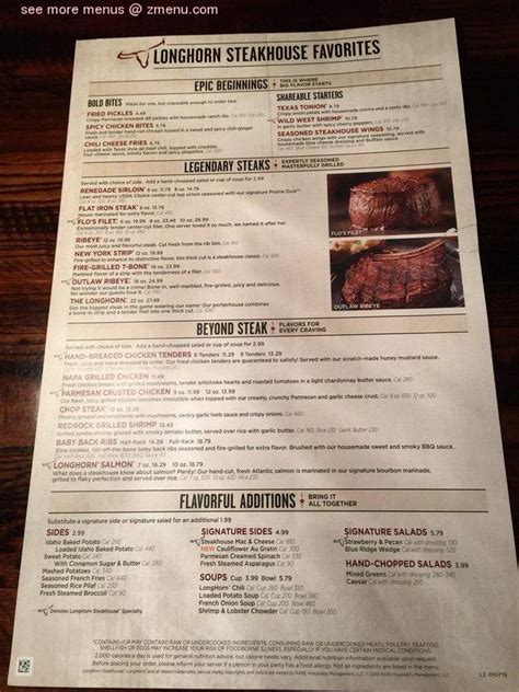 Online Menu Of Longhorn Steakhouse Restaurant Clarksville Tennessee 37040 Zmenu