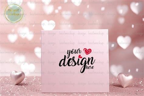 Valentine Pink Heart Card Mockup Graphic By Thebest Mockup Creative