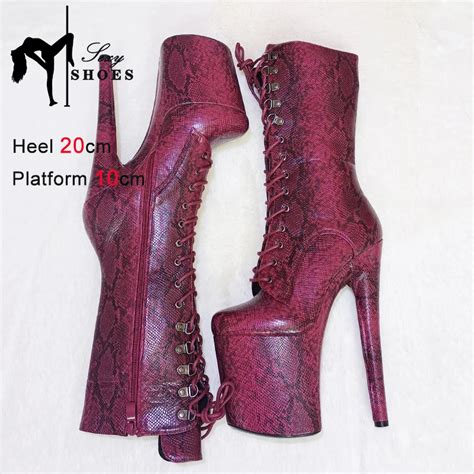 Gaoxiaojie Ins Style 20cm Extreme High Heels Platform Boots Lace Up Pole Dancing Ankle Boots