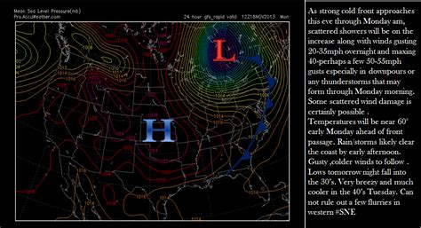 Southern New England Weather: Strong Cold Front Approaching...It's effects.