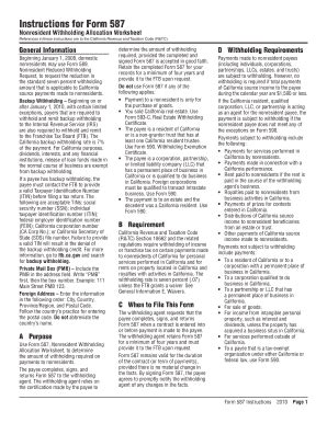 Fillable Online Instructions For Form 587 Fax Email Print PdfFiller