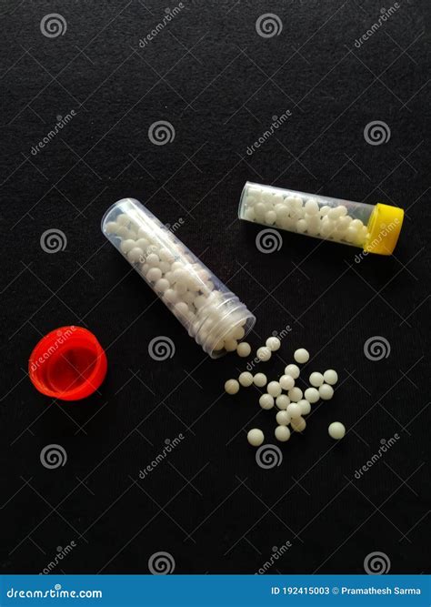 Homoeopathic Medicines Tube In A Black Background Stock Image Image