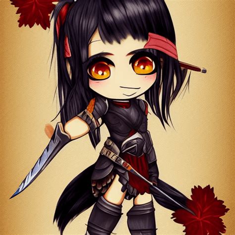 Chibi Warrior Girl Graphic · Creative Fabrica